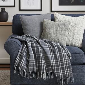 Isaac‎ Mizrahi New York dusty purple plaid chenille blanket